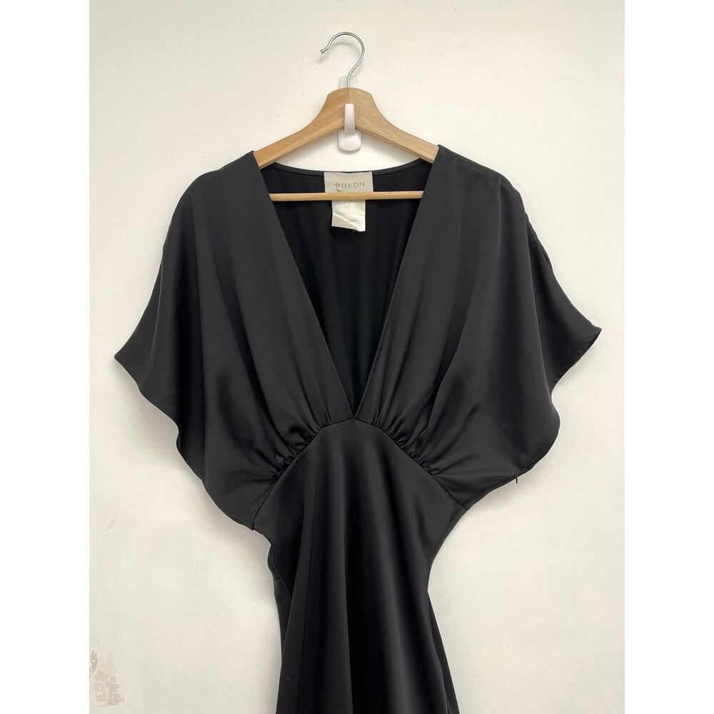 BHLDN Amelia Deep-V Neck Plunge Flutter Short Sleeve Satin Maxi Dress Gown US10 - Picture 6 of 15